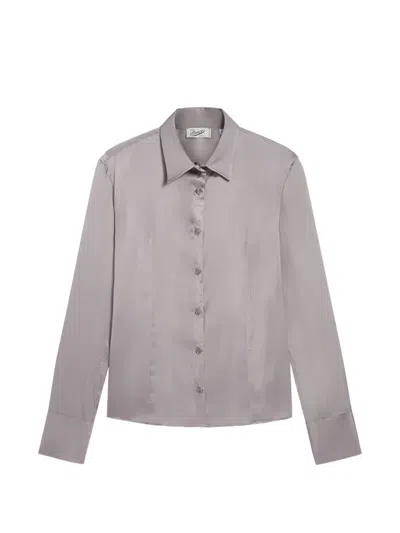 Pence Long-sleeved Fabric Button-up Shirt In Gray