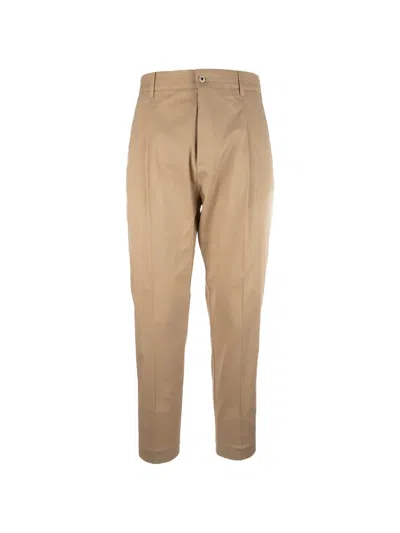 Pence Button-fastening Pleated Trousers In Brown