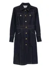 Pence Contrast-stitching Denim Dress In Blue