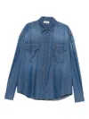 Pence Relaxed-fit Button-down Shirt With Textured Fabric In Blue