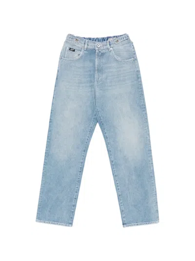 Pence Elasticated-waistband Faded-wash Jeans In Blue