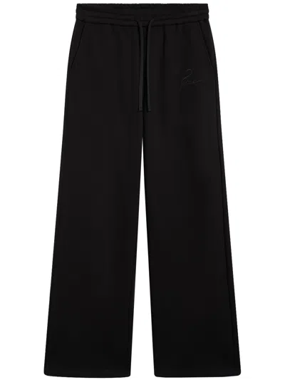 Pence Ettore Wide Leg Drawstring Cotton Pants In Black
