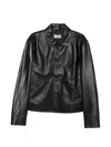 Pence Gioele Leather Jacket In Black
