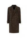 Pence Herringbone Double-breasted Coat In Multi