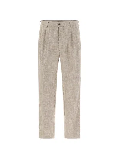 Pence Houndstooth-pattern Pleated Trousers In Nude