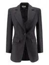 Pence Isabella Flap-pockets Single-button Blazer In Black