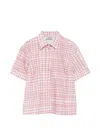 Pence Laura Gingham-check Short-sleeve Shirt In Pink