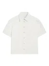 Pence Laura Cropped Cotton Short-sleeved Shirt In White