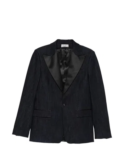 Pence Lil Satin-lapel Denim Blazer In Black