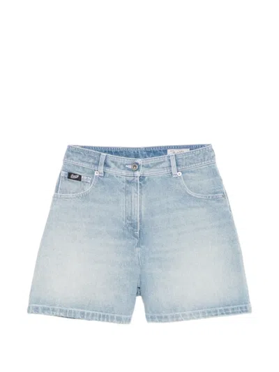 Pence Luna Acid-wash Denim Shorts In Blue