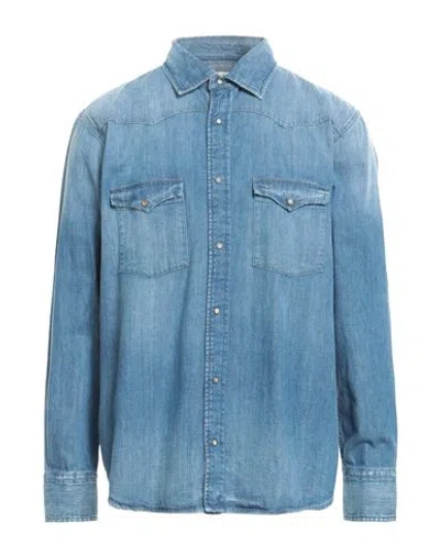 Pence Man Denim Shirt Blue Size Xxl Cotton