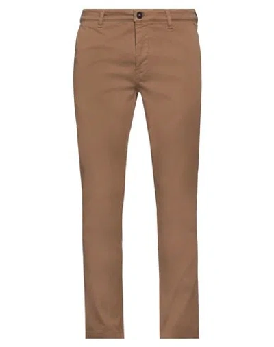 Pence Man Pants Camel Size 34 Cotton, Elastane In Brown