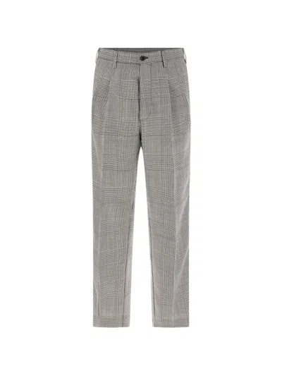 Pence Prince Of Wales Check Trousers In Gray
