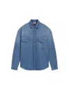 Pence Relaxed-fit Button-down Shirt With Textured Fabric In Blue
