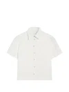 Pence Laura Cropped Cotton Short-sleeved Shirt In White