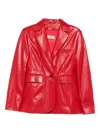 Pence Single-breasted Leather Jacket In Red