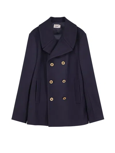 Pence Time Virgin Wool Peacoat In Blue