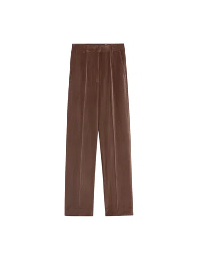 Pence Viola Coffee Velvet Wide-leg Pants In Brown