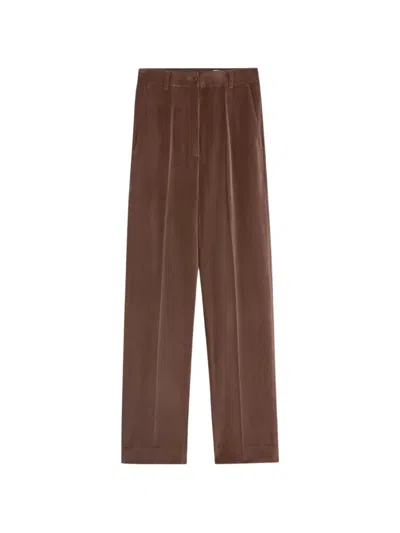 Pence Violet Velvet Wide-leg Trousers In Brown