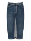 Pence Whiskering-effect Denim Skirt In Blue