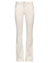 Pence Woman Jeans Ivory Size 32 Cotton, Elastane In White