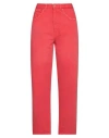 Pence Woman Denim Pants Red Size 25 Cotton In Red