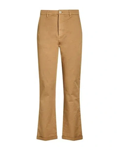 Pence Woman Pants Camel Size 2 Cotton, Elastane In Brown