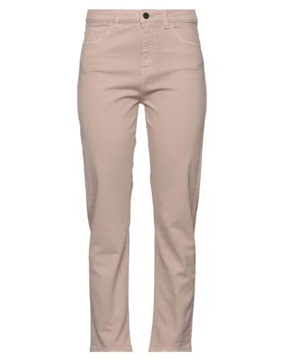 PENCE PENCE WOMAN PANTS LIGHT BROWN SIZE 30 COTTON, ELASTANE