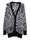 Pence Zebra-pattern Cardigan In Black
