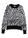 Pence Zebra-print Crew-neck Sweater In Black