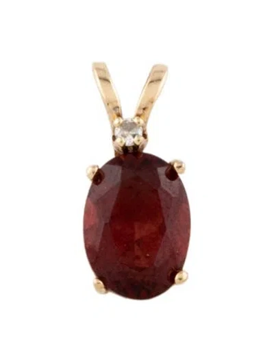 Pre-owned Pendant 10k 1.08ct Garnet & Diamond  In Multi