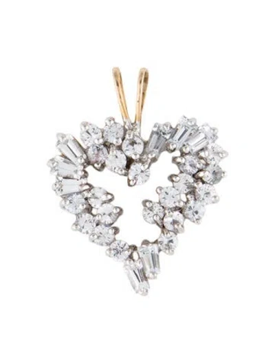 Pre-owned Pendant 10k 1.52ctw Sapphire Heart  In Multi