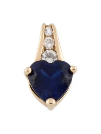 Pre-owned Pendant 10k 1.64ct Synthetic Sapphire & Cubic Zirconia , 0.5" In Multi