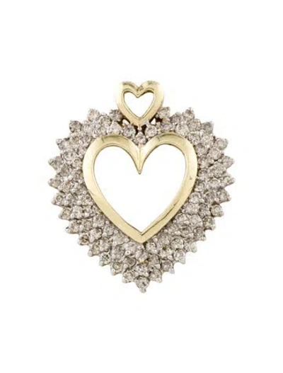 Pre-owned Pendant 10k 1.72ctw Diamond Heart , 1.25" In Multi