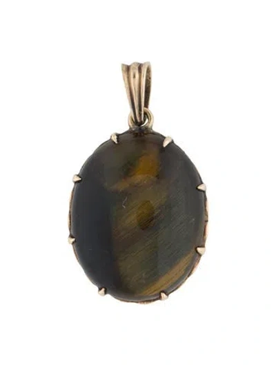 Pre-owned Pendant 10k 18.52ct Tiger's Eye Quartz  In Multi