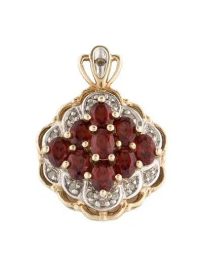 Pre-owned Pendant 10k 1.98ctw Garnet & Diamond  In Multi