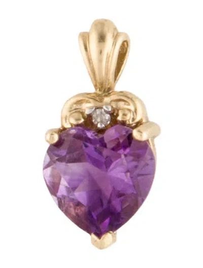 Pre-owned Pendant 10k 2.05ctw Amethyst & Diamond  In Multi