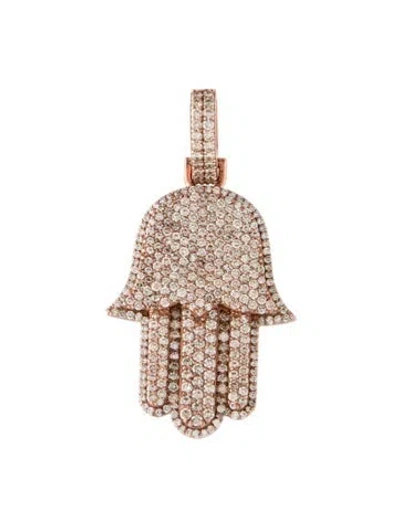Pre-owned Pendant 10k 3.81ctw Diamond Hamsa  In Multi