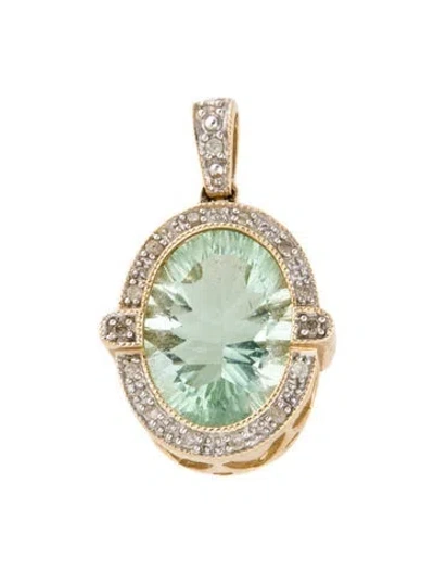 Pre-owned Pendant 10k 5.27ctw Fluorite & Diamond  In Multi