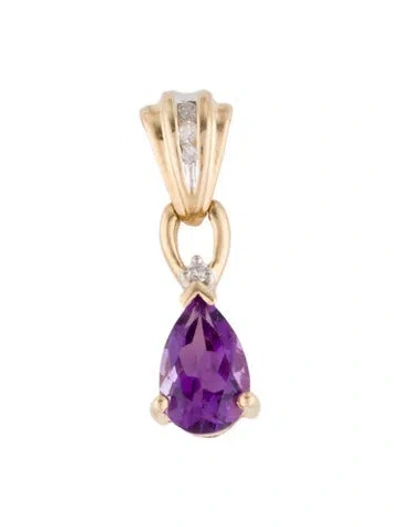 Pre-owned Pendant 10k Amethyst & Diamond  In Multi