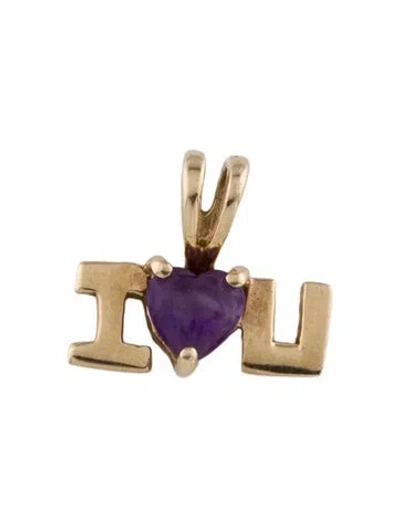 Pre-owned Pendant 10k Amethyst Heart  In Multi