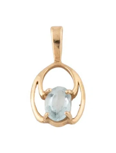 Pre-owned Pendant 10k Aquamarine Open  In Multi