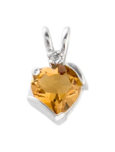 Pre-owned Pendant 10k Citrine & Diamond Heart  In Multi