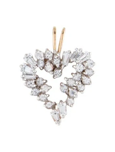 Pre-owned Pendant 10k Colorless Sapphire Heart , 0.75" In Multi