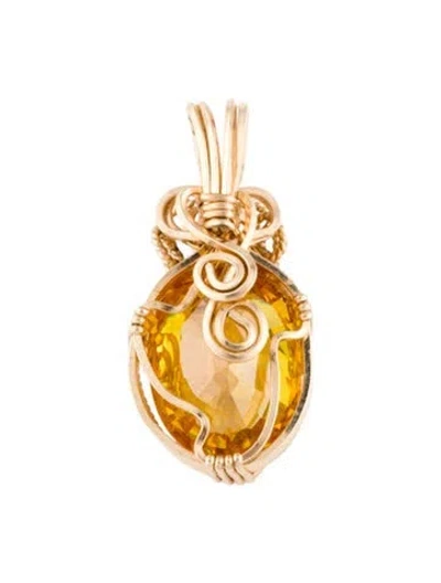 Pre-owned Pendant 10k Cubic Zirconia Caged  In Multi