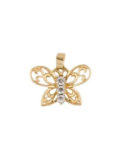 Pre-owned Pendant 10k Diamond Butterfly , 0.5" In Multi