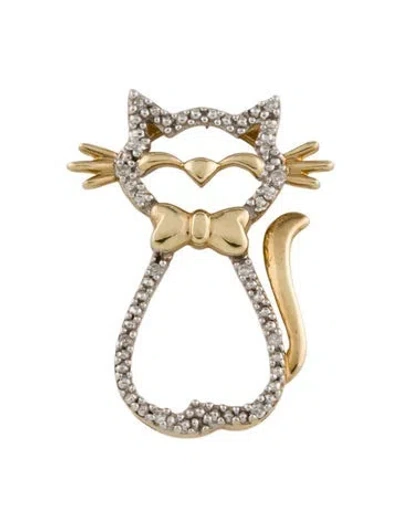 Pre-owned Pendant 10k Diamond Cat , 0.75" In Multi