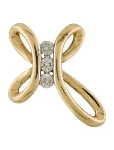 Pre-owned Pendant 10k Diamond Cross , 1" In Multi