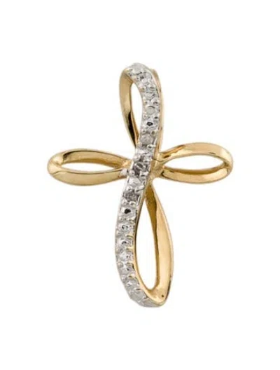 Pre-owned Pendant 10k Diamond Cross  In Multi