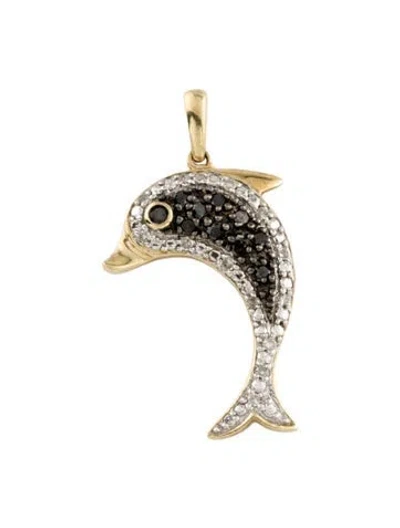 Pre-owned Pendant 10k Diamond Dolphin  In Multi